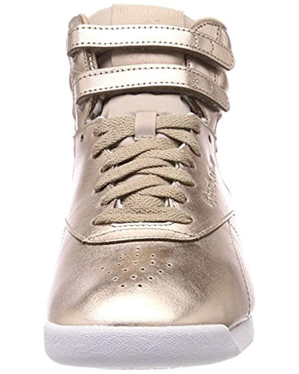 Reebok Freestyle Hi Metallic Trainers Rose Gold/white/silver Peony | Lyst UK