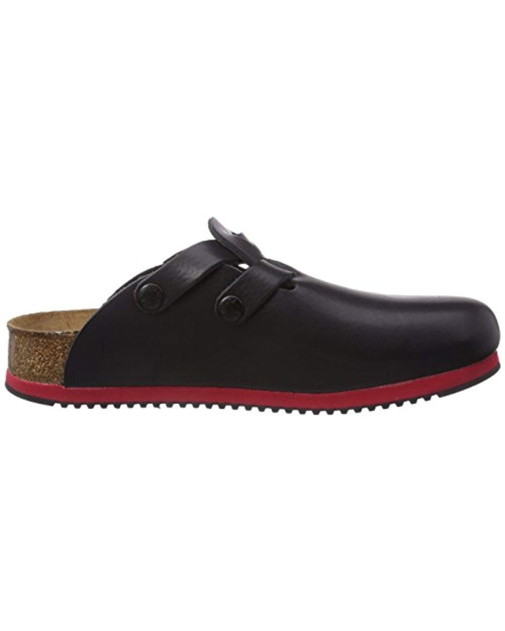 birkenstock kay leather black red sole soft footbed clogs