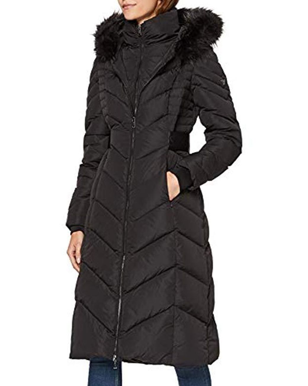 Patricia Long Down Jacket Abrigo para Mujer Guess de color Negro | Lyst