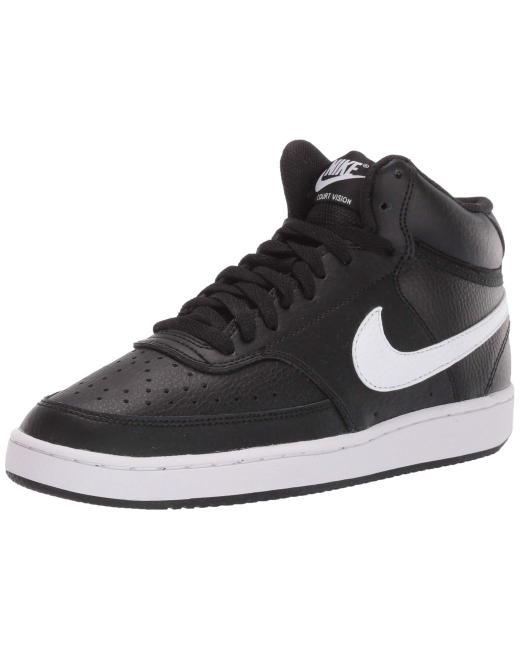 Nike Leather Court Vision Mid Sneaker in Black/White (Blue) - Save 25% ...