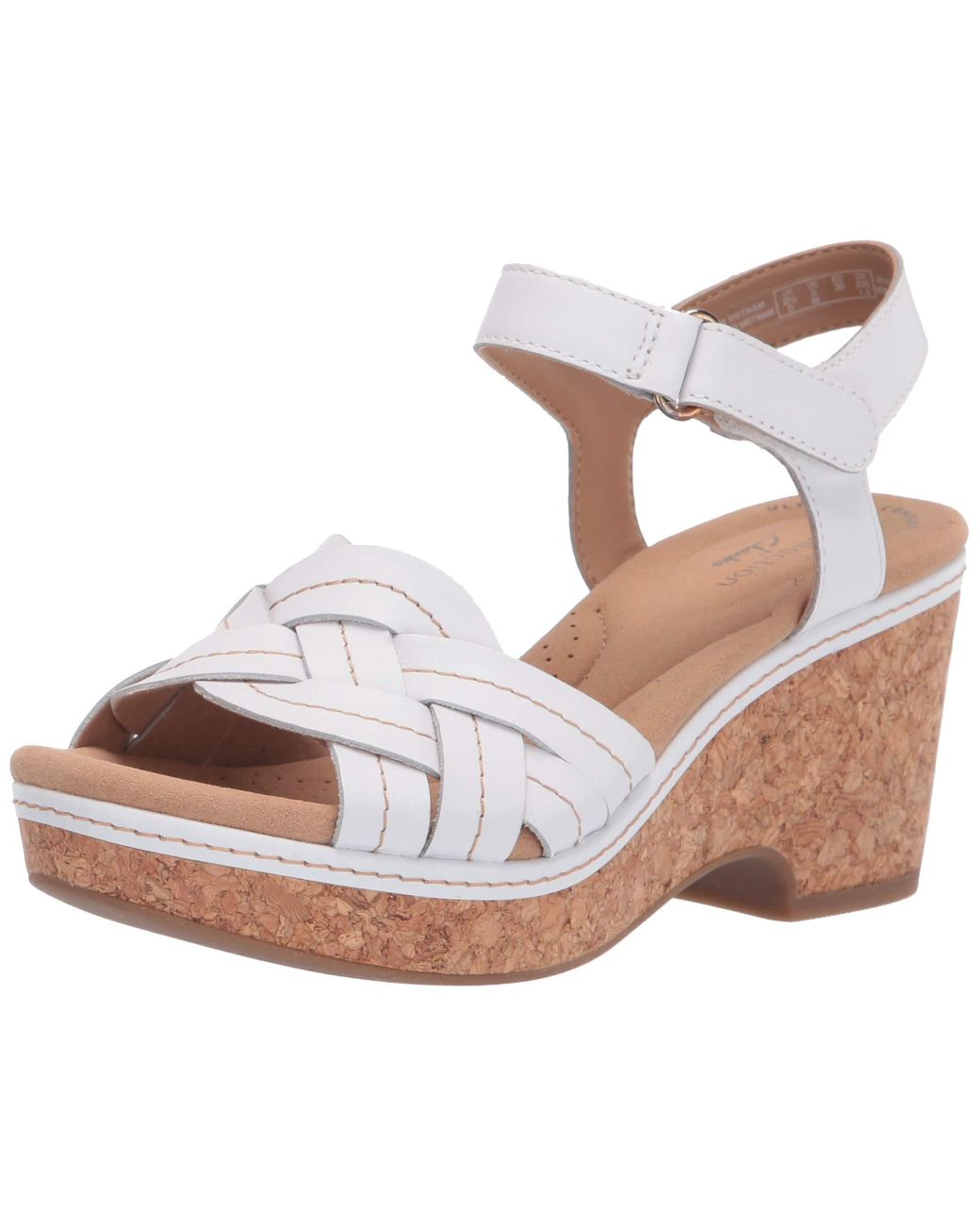 Clarks Giselle Coast Wedge Sandal in White Leather (White) - Save 24% ...