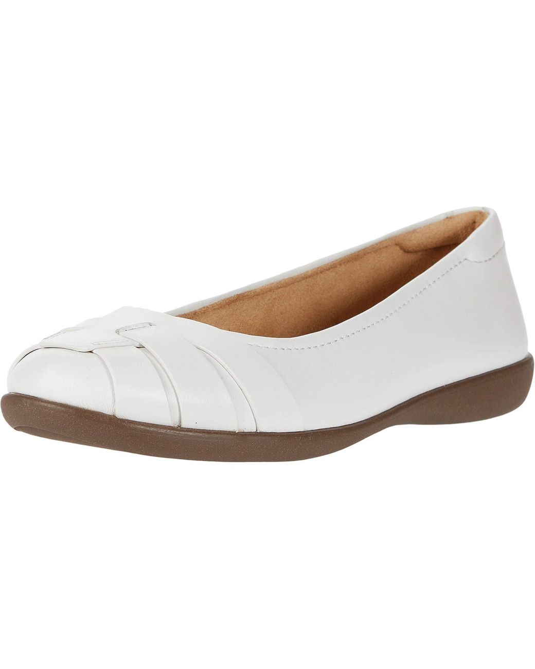 Naturalizer Leather Womens Freeport Ballet Flat in White Leather (White ...