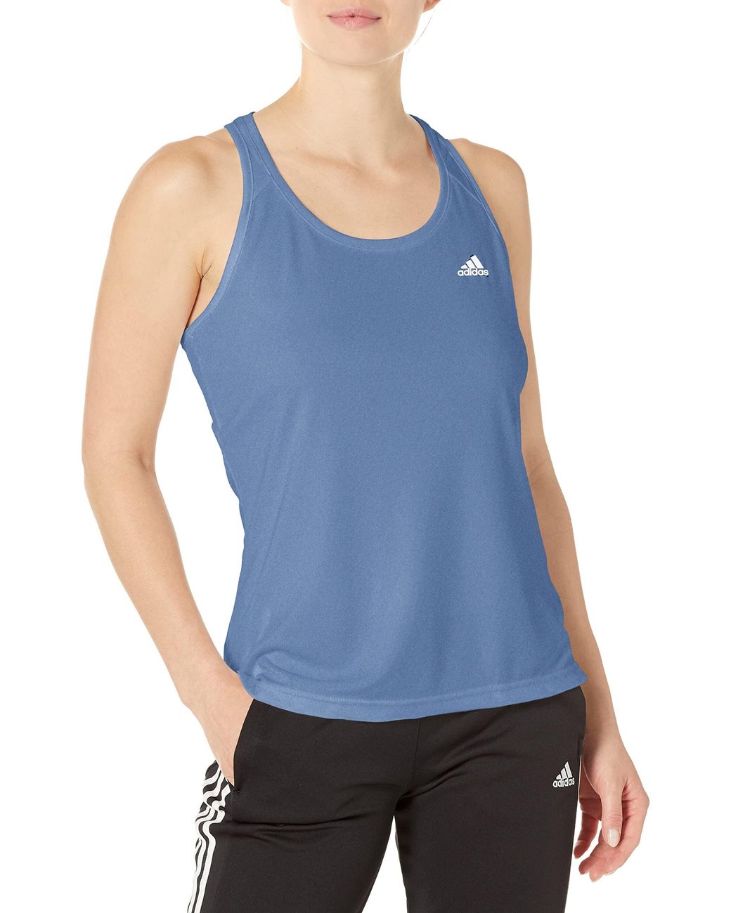 adidas Designed 2 Move 3-stripes Sport Tank Top in Blue | Lyst