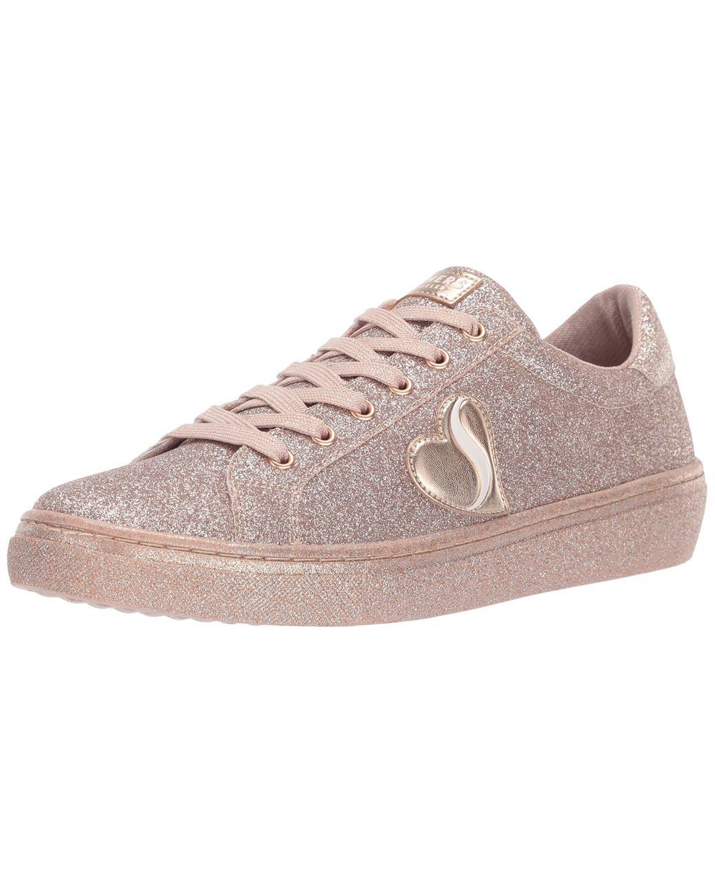 skechers street suede and sparkle lace up trainer