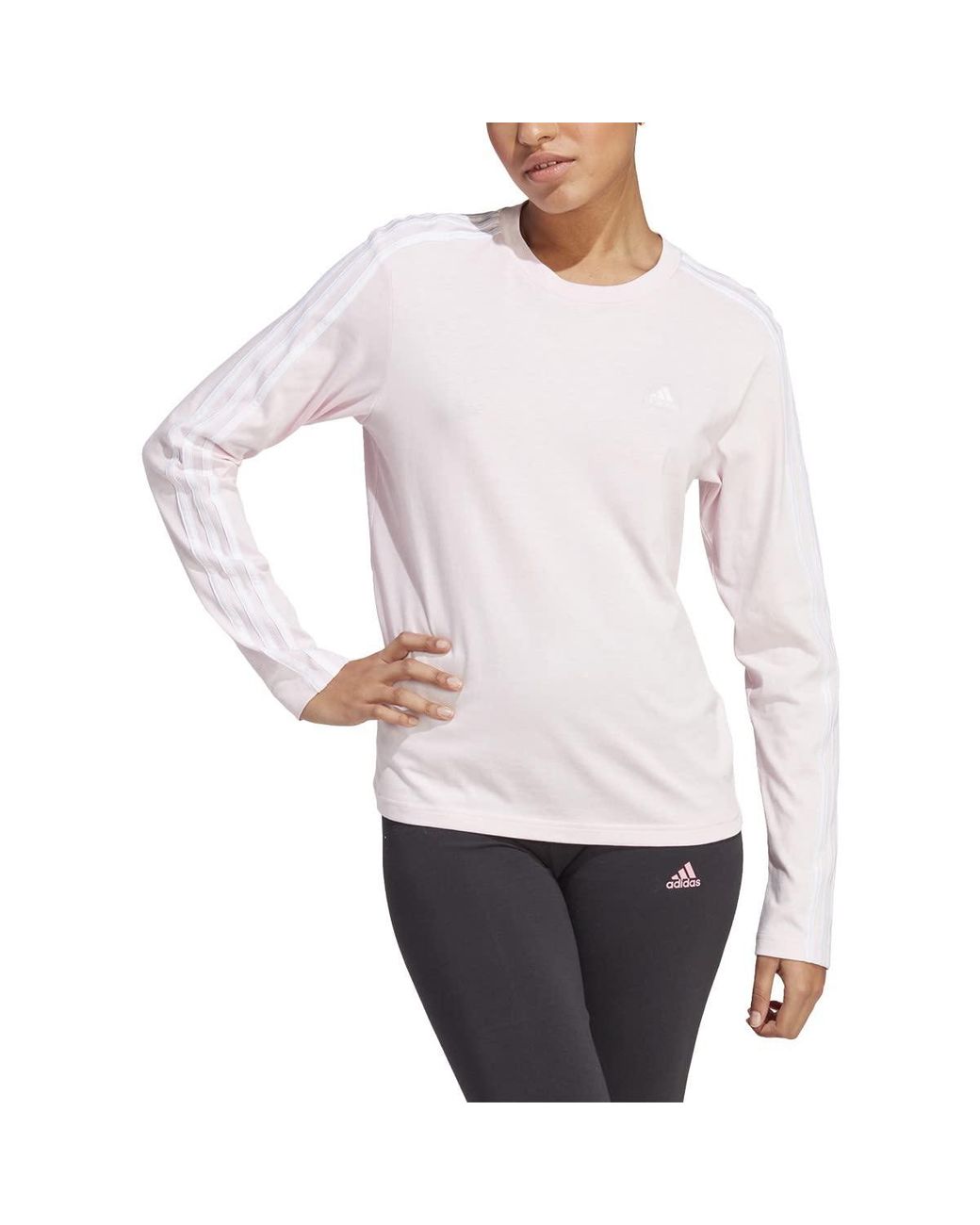 adidas Essentials 3-stripes Long Sleeve T-shirt in White | Lyst