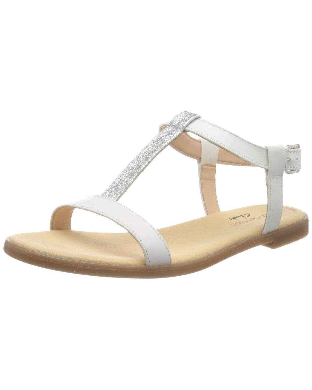 Clarks Bay Rosa T-bar Sandals in White - Save 60% | Lyst UK