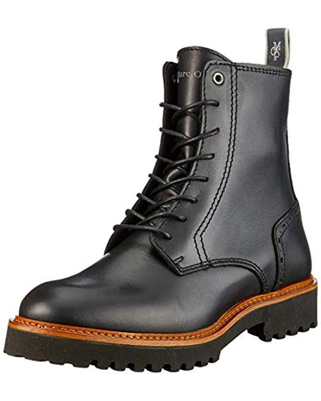 Boots Lyst Lace Flatheel 's Bootie Marc In Black O'polo Ankle zpGMUVqS