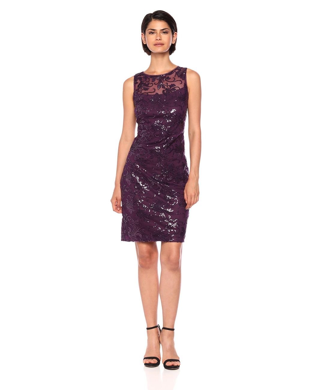patterned multicolor sequin sheath dress