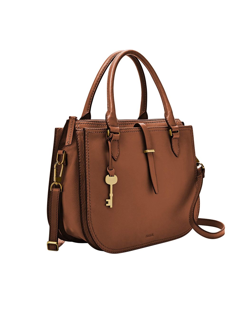 VTG Fossil Purse Cognac Brown Leather Shoulder Baguette Bag Double Straps  Y2K | eBay