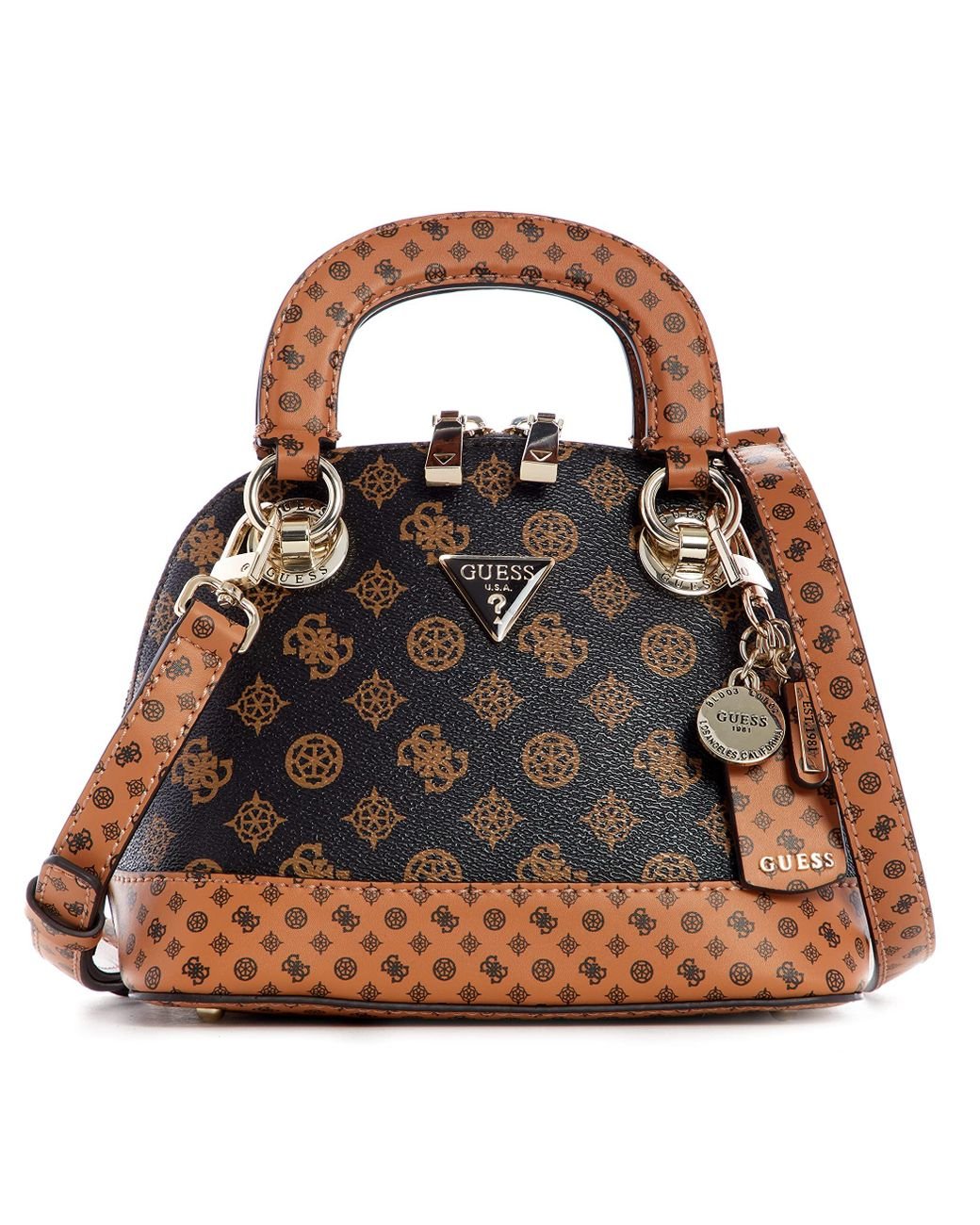 Guess Cessily Dome Satchel Bag S Mocha Multi | Lyst DE