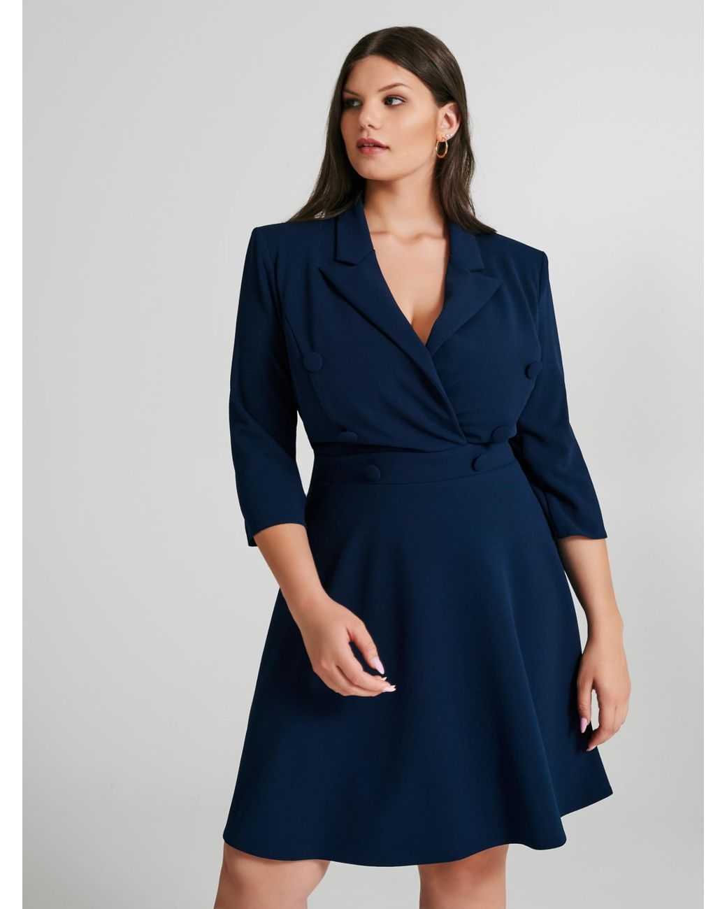 Abito Curvy giacca doppiopetto di Rinascimento in Blu Lyst