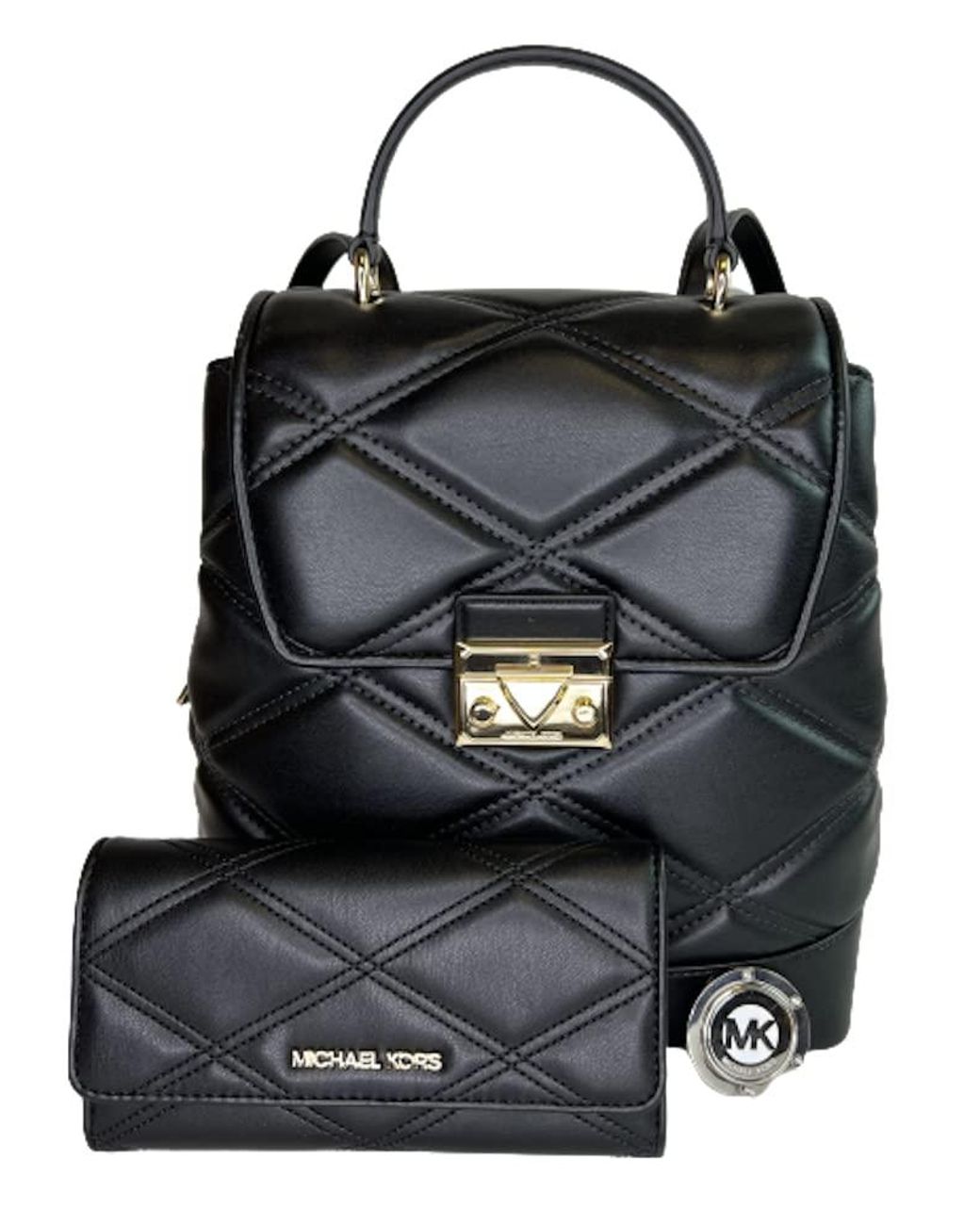 Michael Kors Serena Md Flap Backpack Bundled With Trifold Wallet And Purse  Hook in Black | Lyst UK