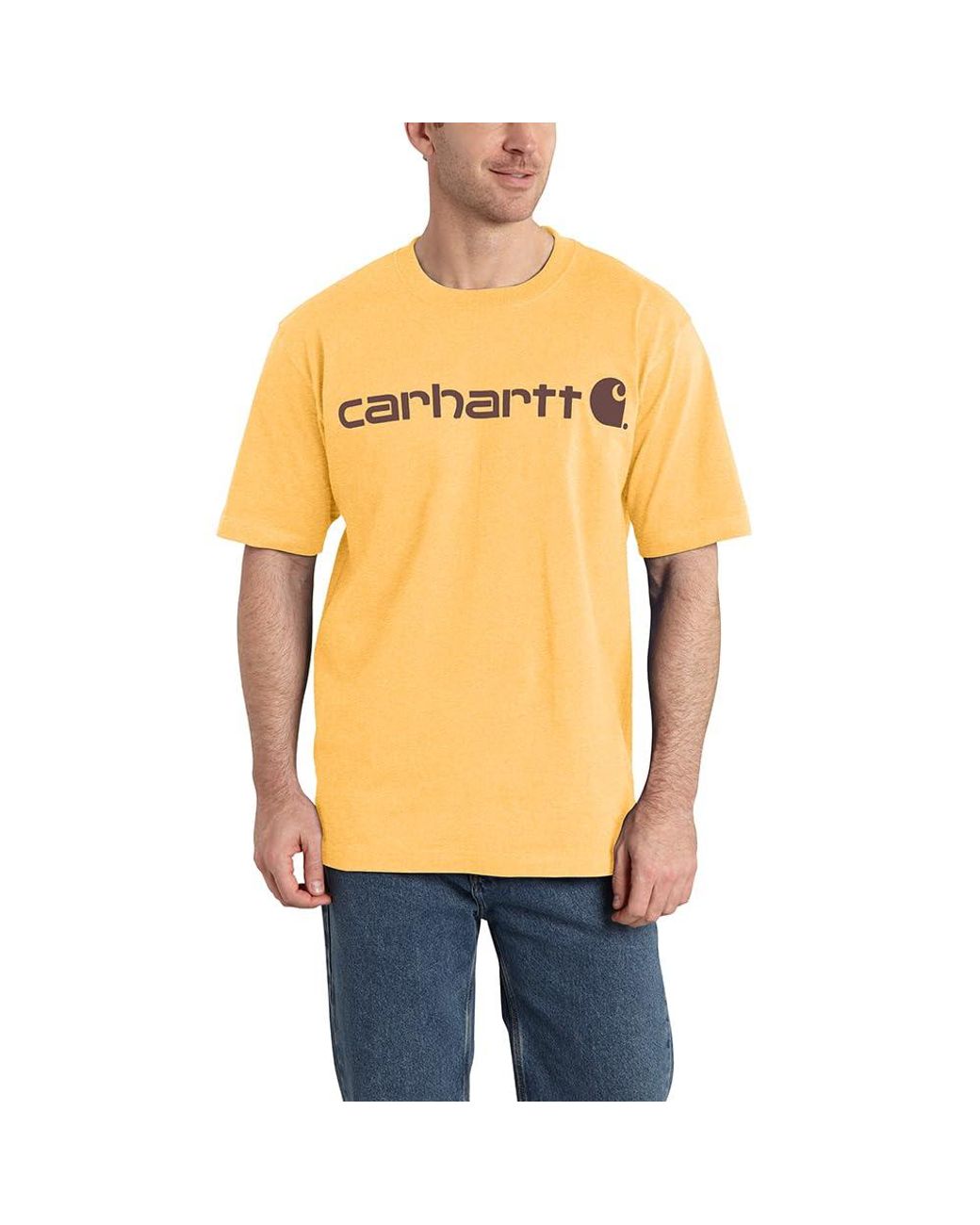 Carhartt Loose Fit Heavyweight Short-sleeve Logo Graphic T-shirt in Orange  for Men | Lyst