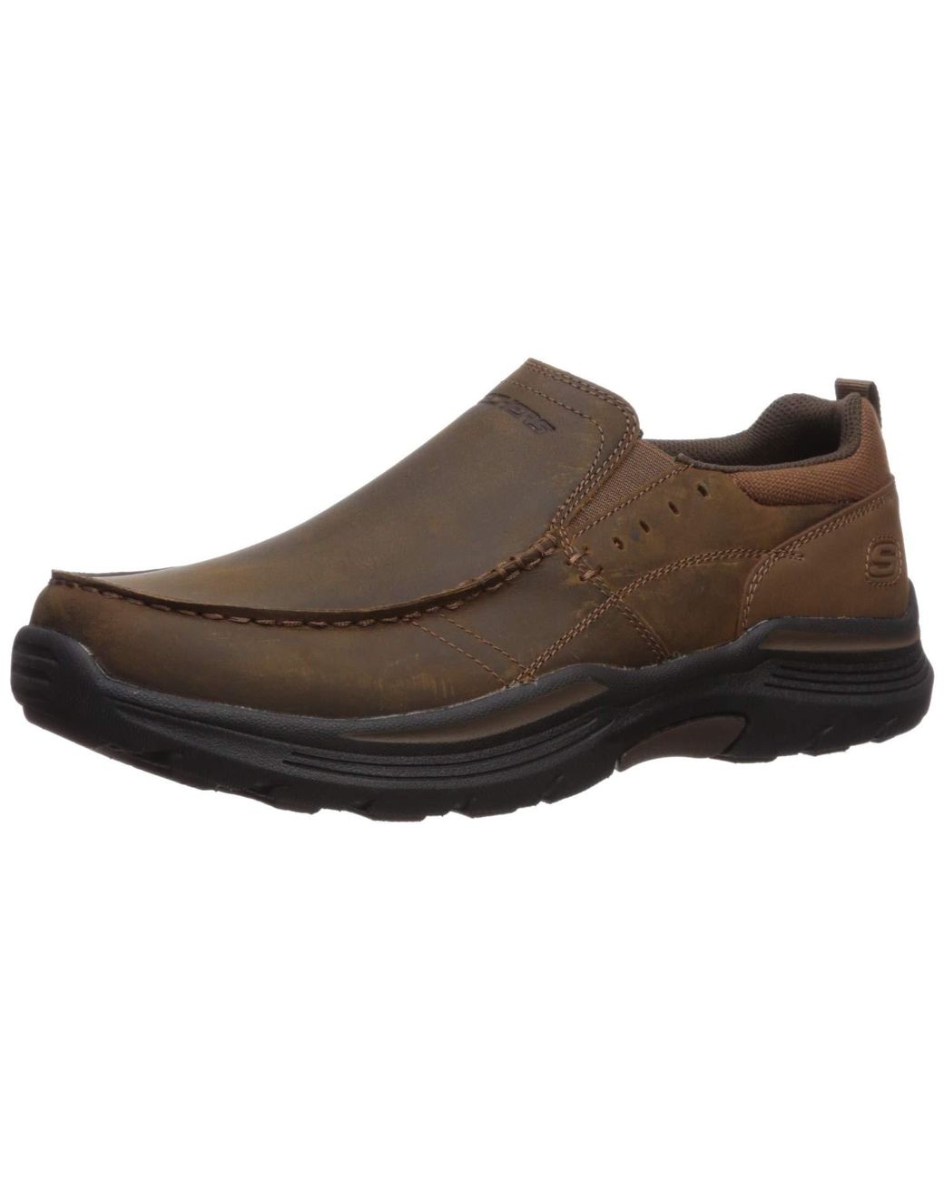 Skechers Expended-sevenoleather Leather Slip On Moccasin in Dark Brown ...