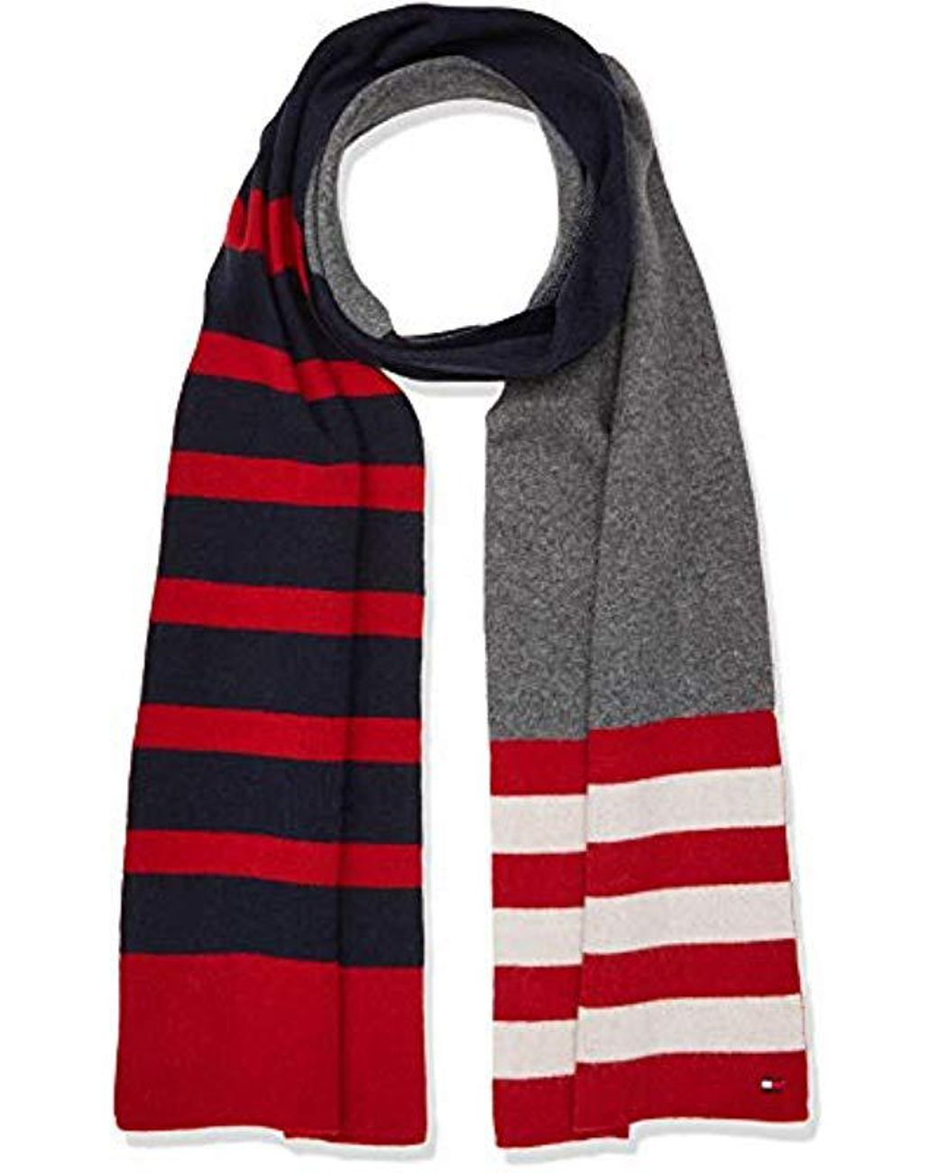 Size: OS Charcoal HTR 051 Tommy Hilfiger Mens Hilfiger Jaquard Scarf Grey One