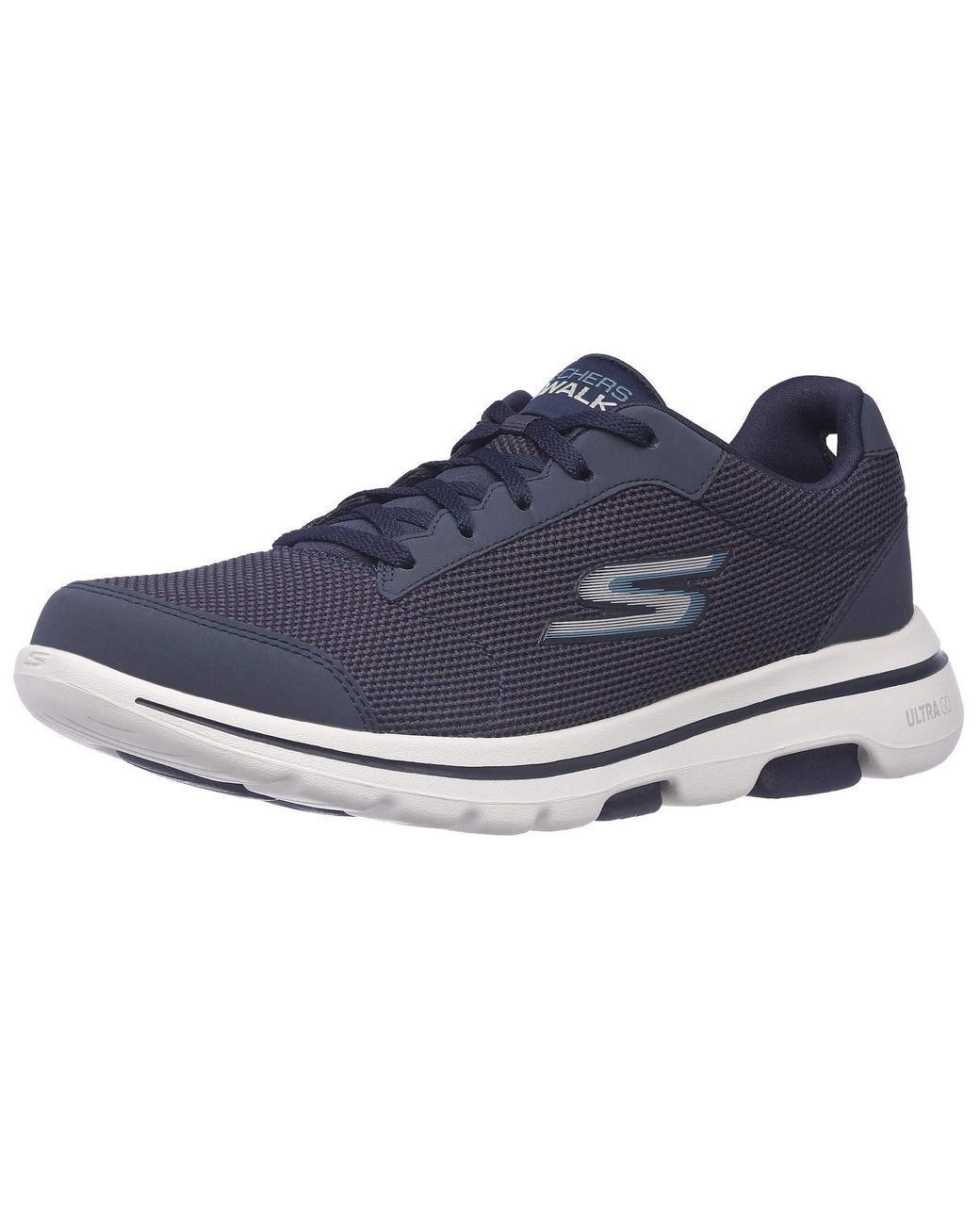 Skechers Gowalk 5 Demitasse-textured Knit Lace Up Performance Walking Shoe  Sneaker in Blue for Men | Lyst