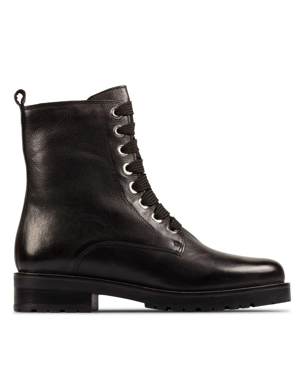 Clarks Afon Lace Leather Boots In Black 