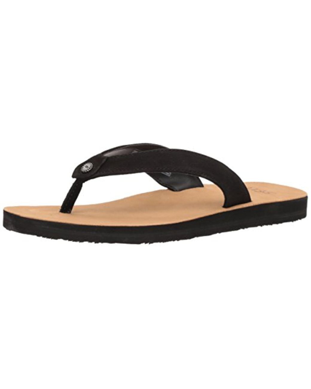 UGG Leather Women's Tawney Flip Flop in Black Leather (Black) Save 50