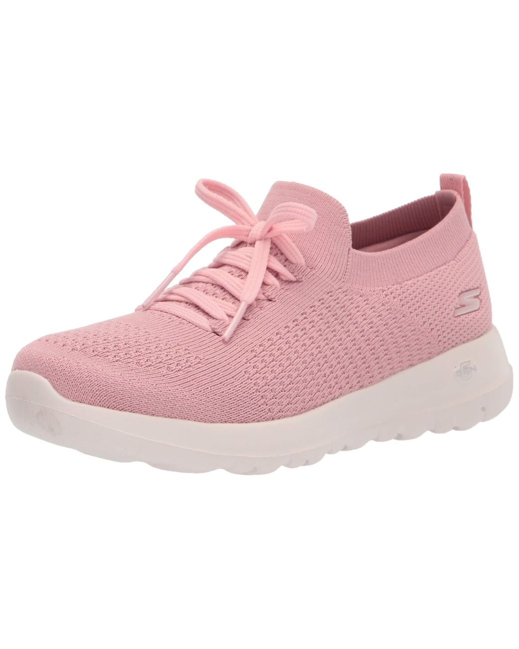 Skechers Womens Go Walk Joy Knit Slip On With Laces Sneaker in Rose (Pink)  | Lyst