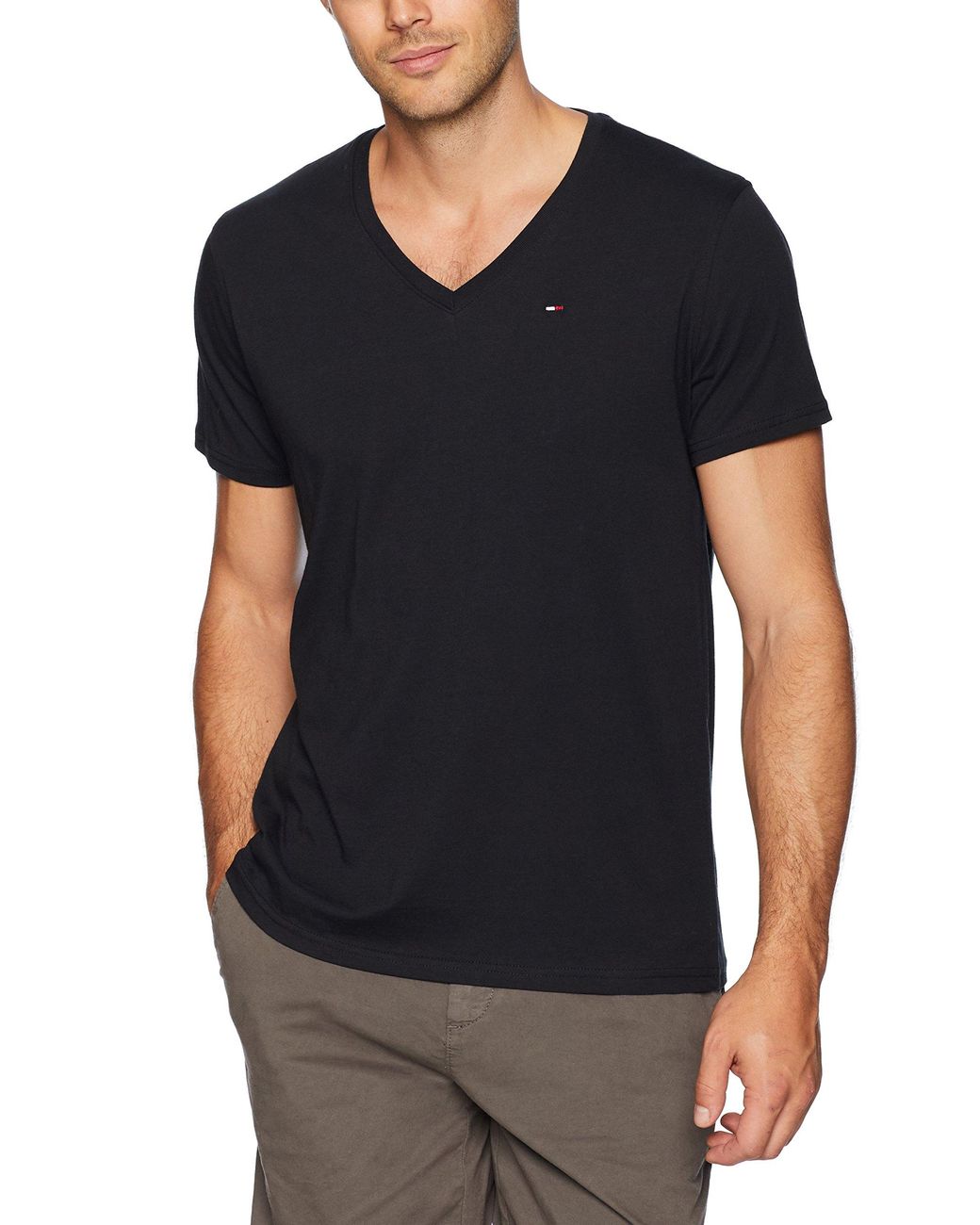 Tommy Hilfiger Denim Tommy Jeans V Neck T Shirt in Black for Men - Lyst