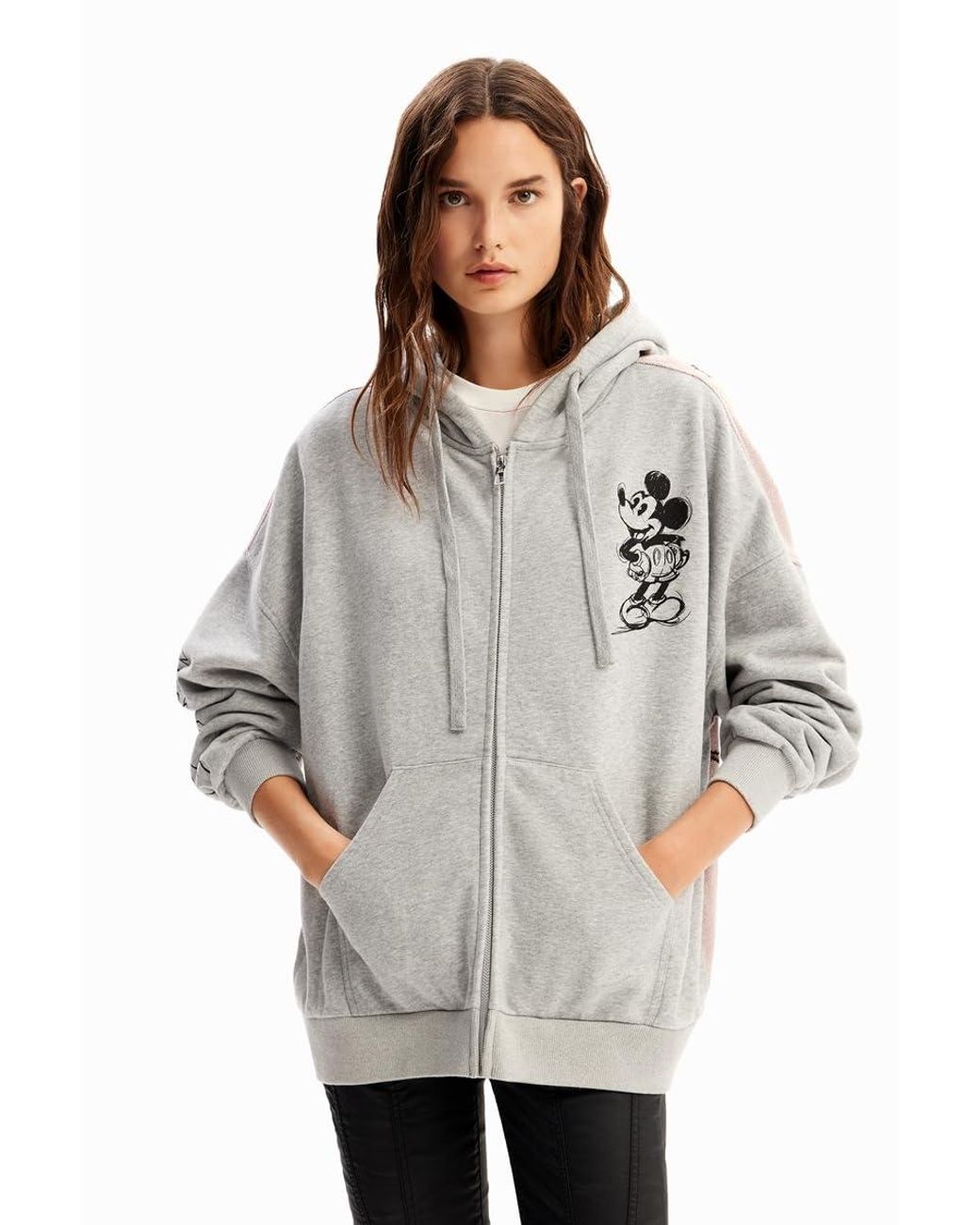 Desigual Oversize Jacquard Mickey Mouse Hoodie in Grau Lyst DE