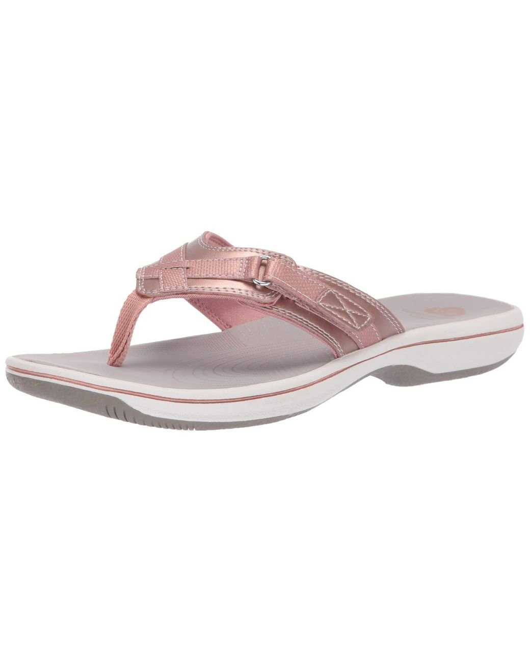 clarks rose gold flip flops