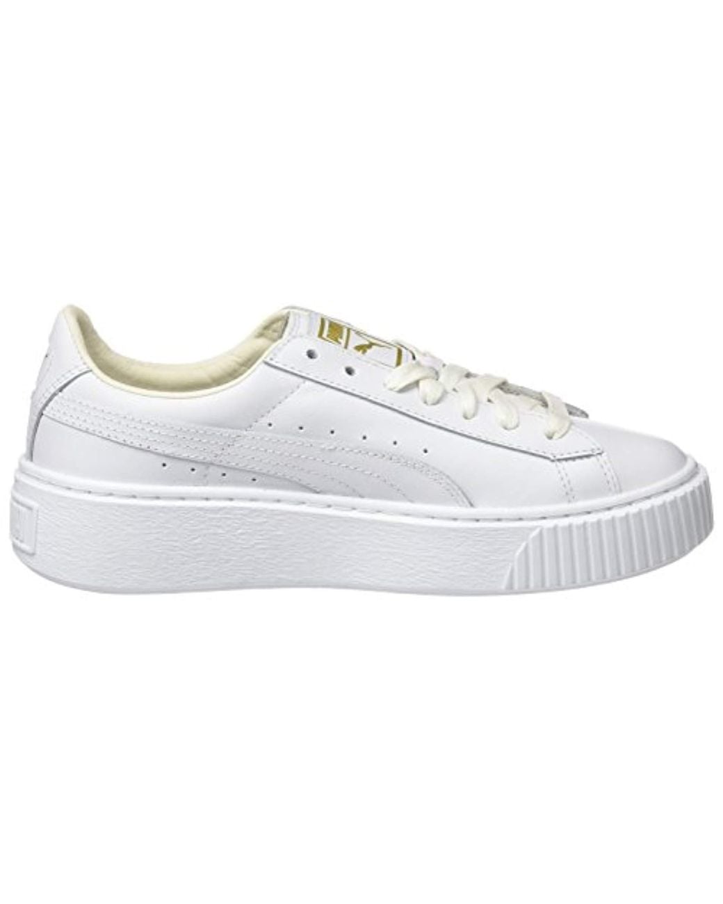 puma basket platform core white gold