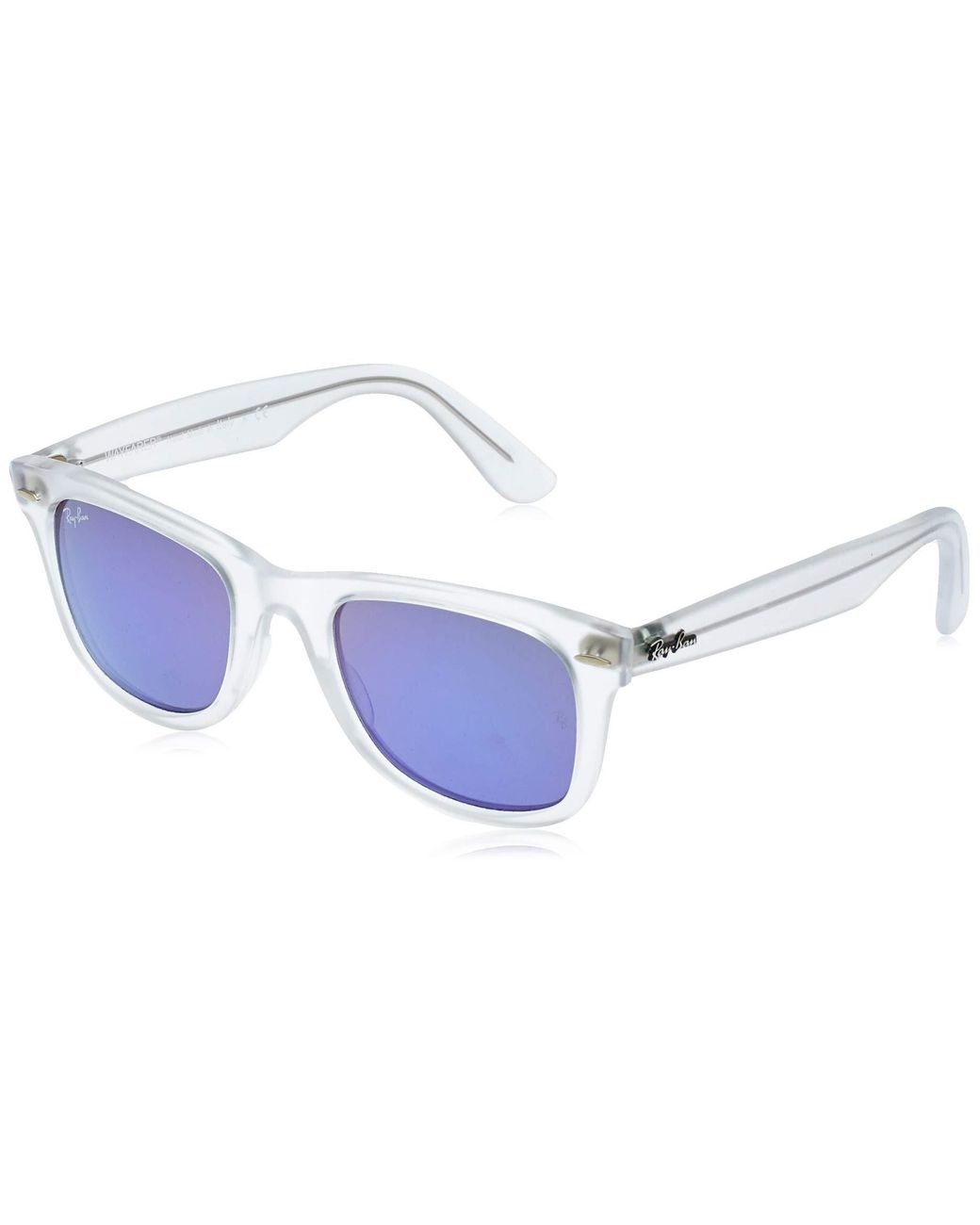 Ray-Ban Rb4340 Wayfarer Ease Sunglasses, Matte Transparent/violet Mirror,  50 Mm | Lyst