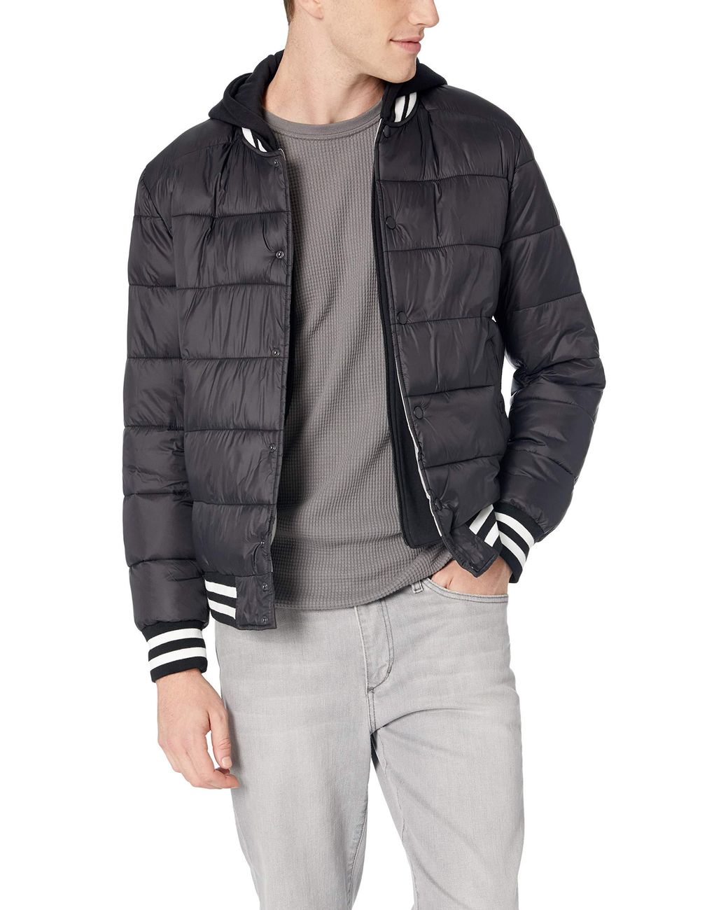 guess hooded varsity jacket