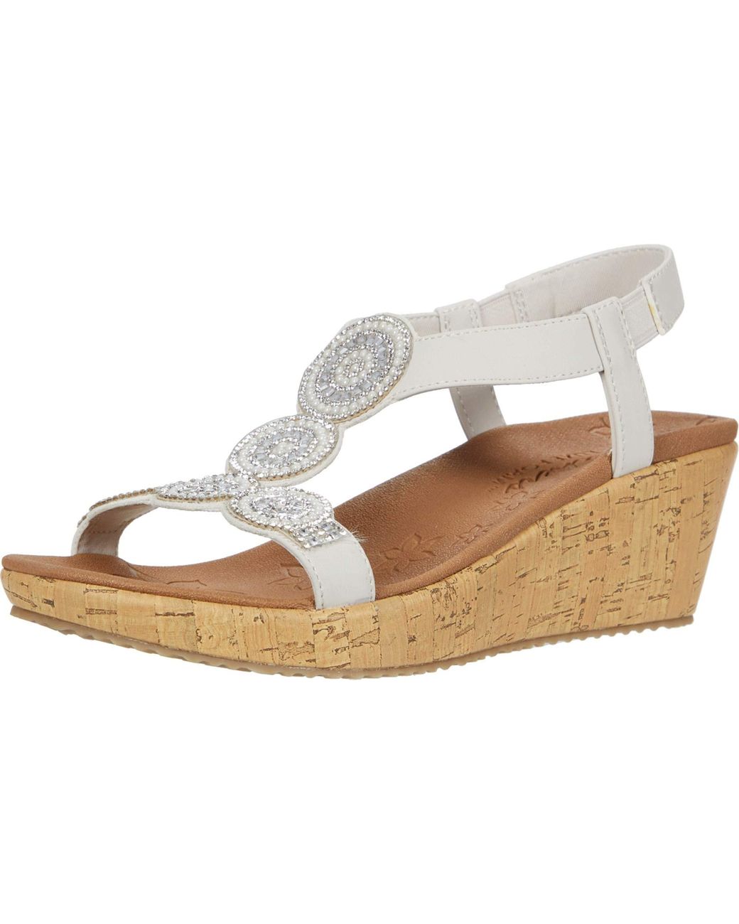 Skechers Beverlee-date Glam Sandal Wedge in White - Lyst
