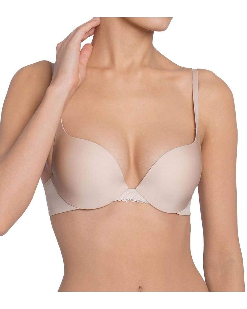 Sloggi Wow Lace Whu Underwired Half-cup Push-up Bra New Beige in Green