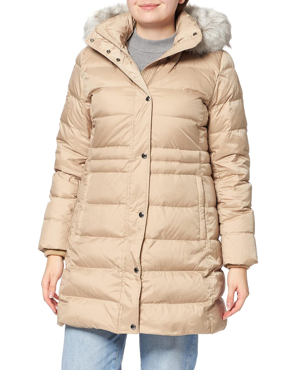 Tommy Hilfiger Th Ess Tyra Down Coat With Fur Jacket in Blue | Lyst UK