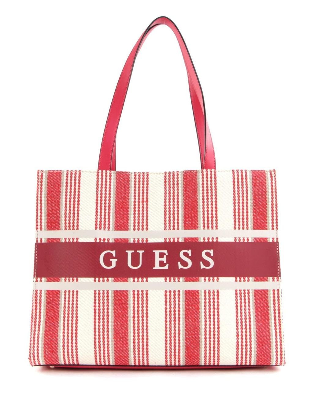 Monique Tote Bag Red Stripe Guess Lyst