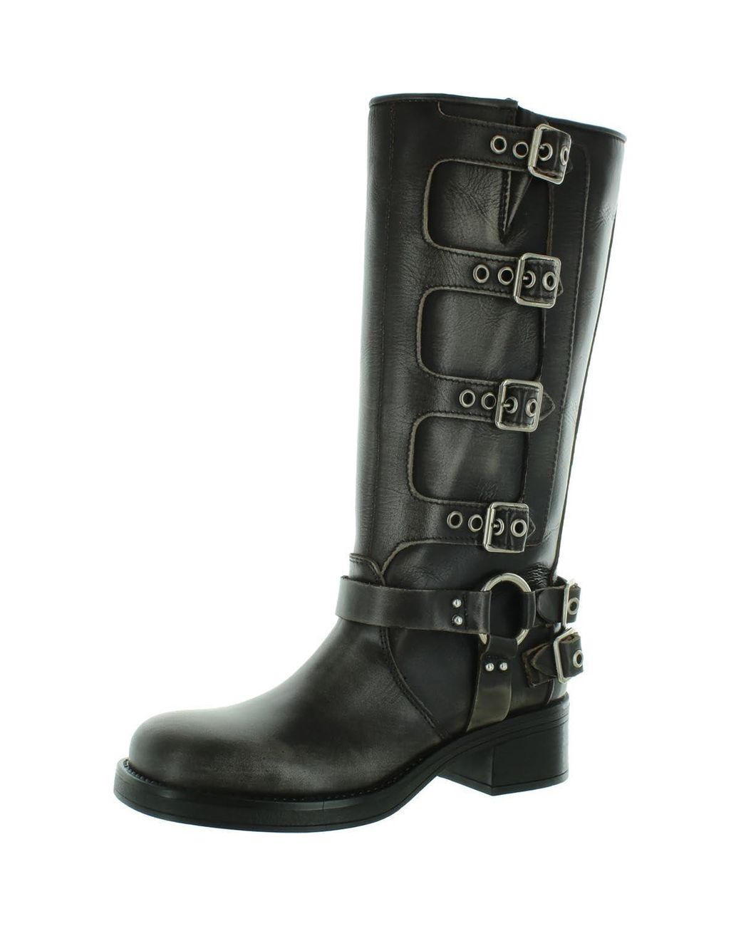 Steve Madden Brocks Leather Moto Mid Calf Boots in Black Lyst UK