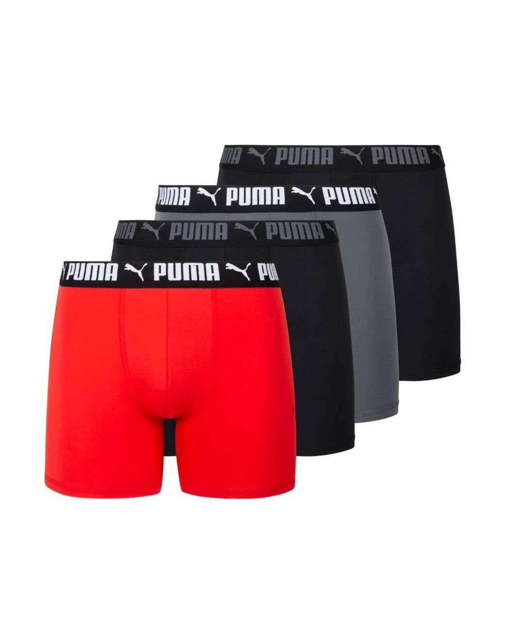PUMA 4 Pack Performance Boxer Briefs in Red/Grey/Black (Red) for Men Lyst