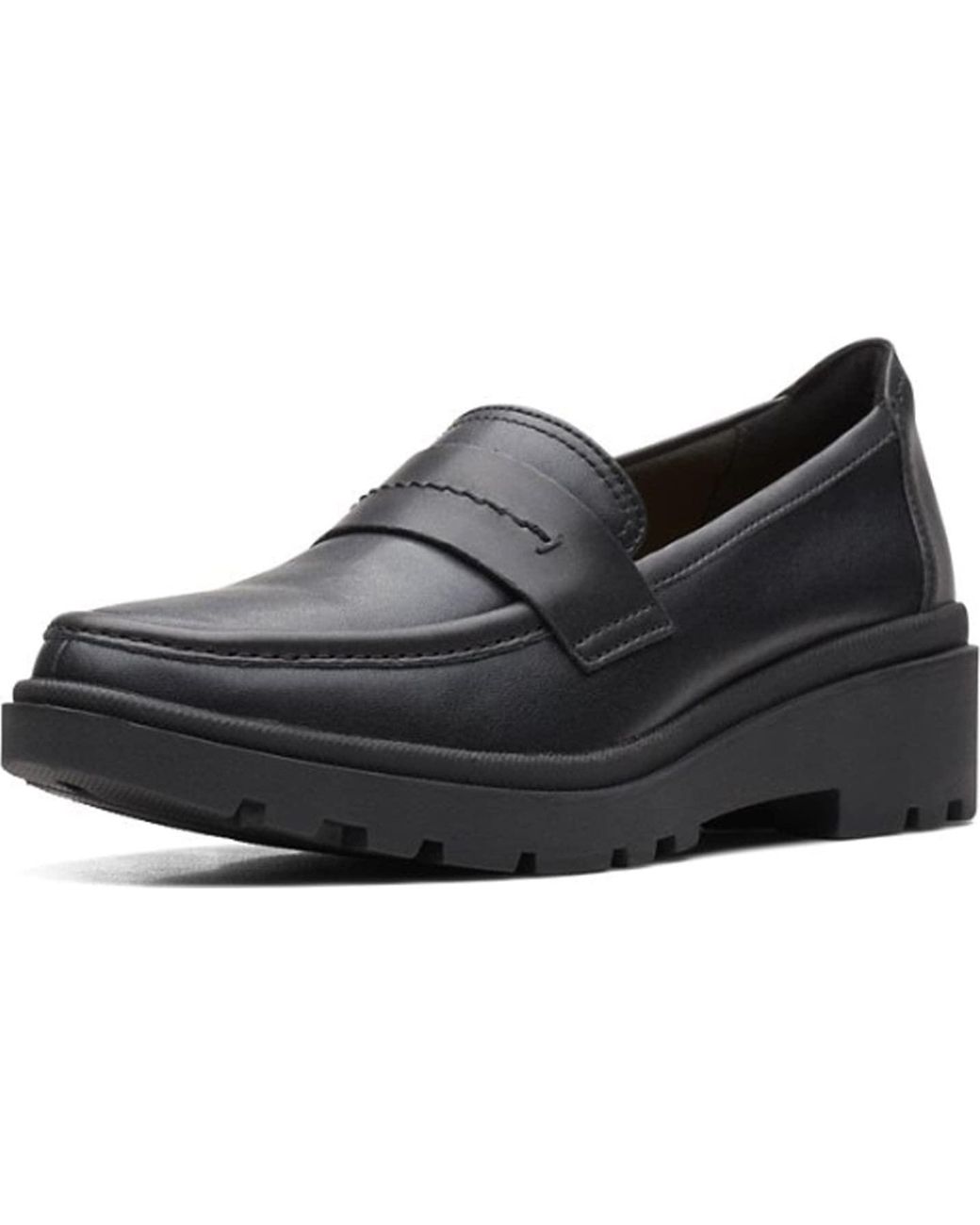 Clarks Leather Womens Calla Ease Loafer Flat in Black Leather (Black ...