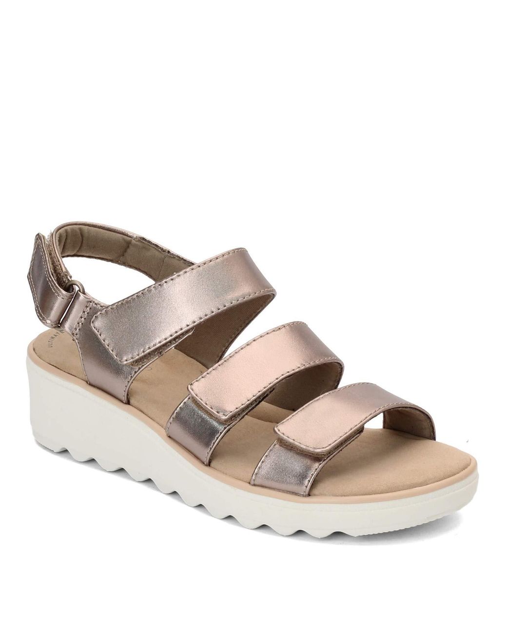 clarks metallic wedge sandals
