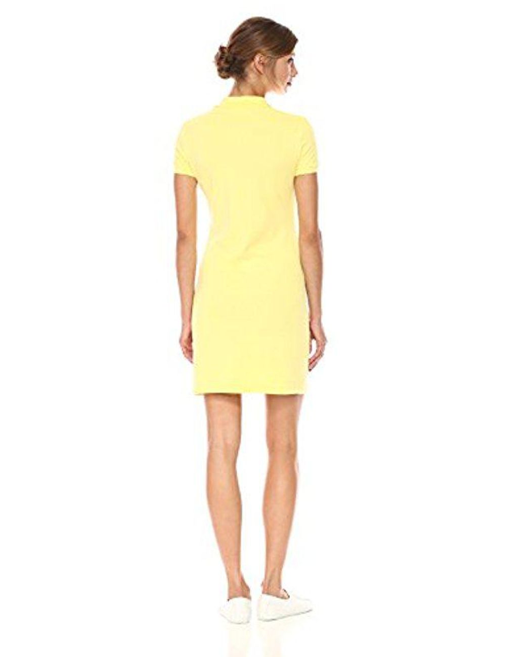 Lacoste Stretch Cotton Short Sleeve Mini Piqué Polo Dress in Yellow | Lyst