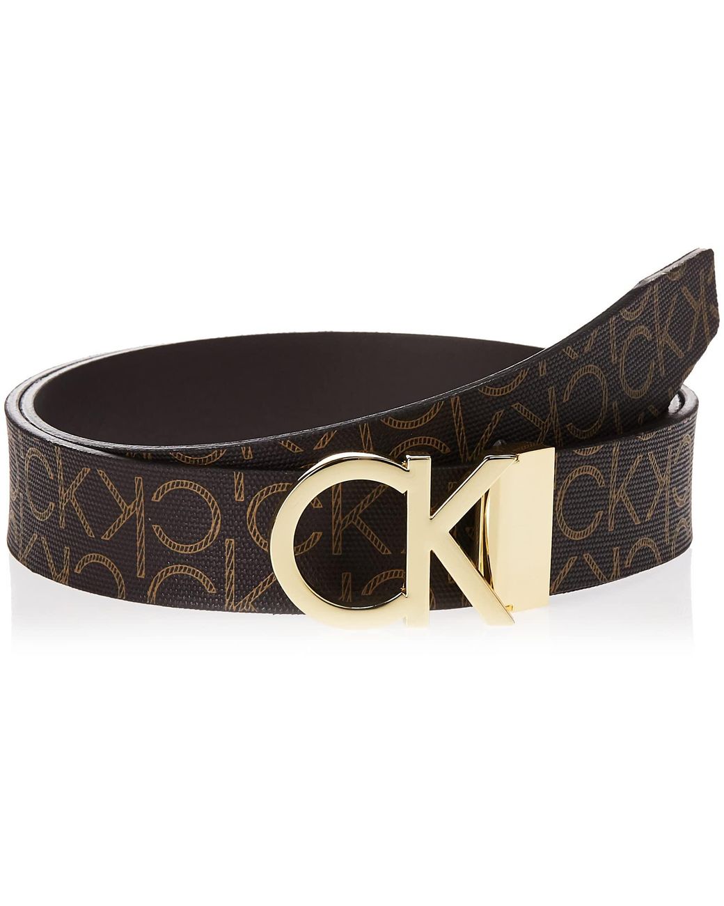 Cinturón para hombre Calvin Klein Adj/Rev Ck Metal Gold Pb K50K508159 Black/Brw