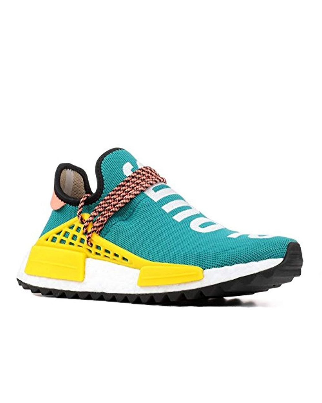 human race shoes blue and yellow