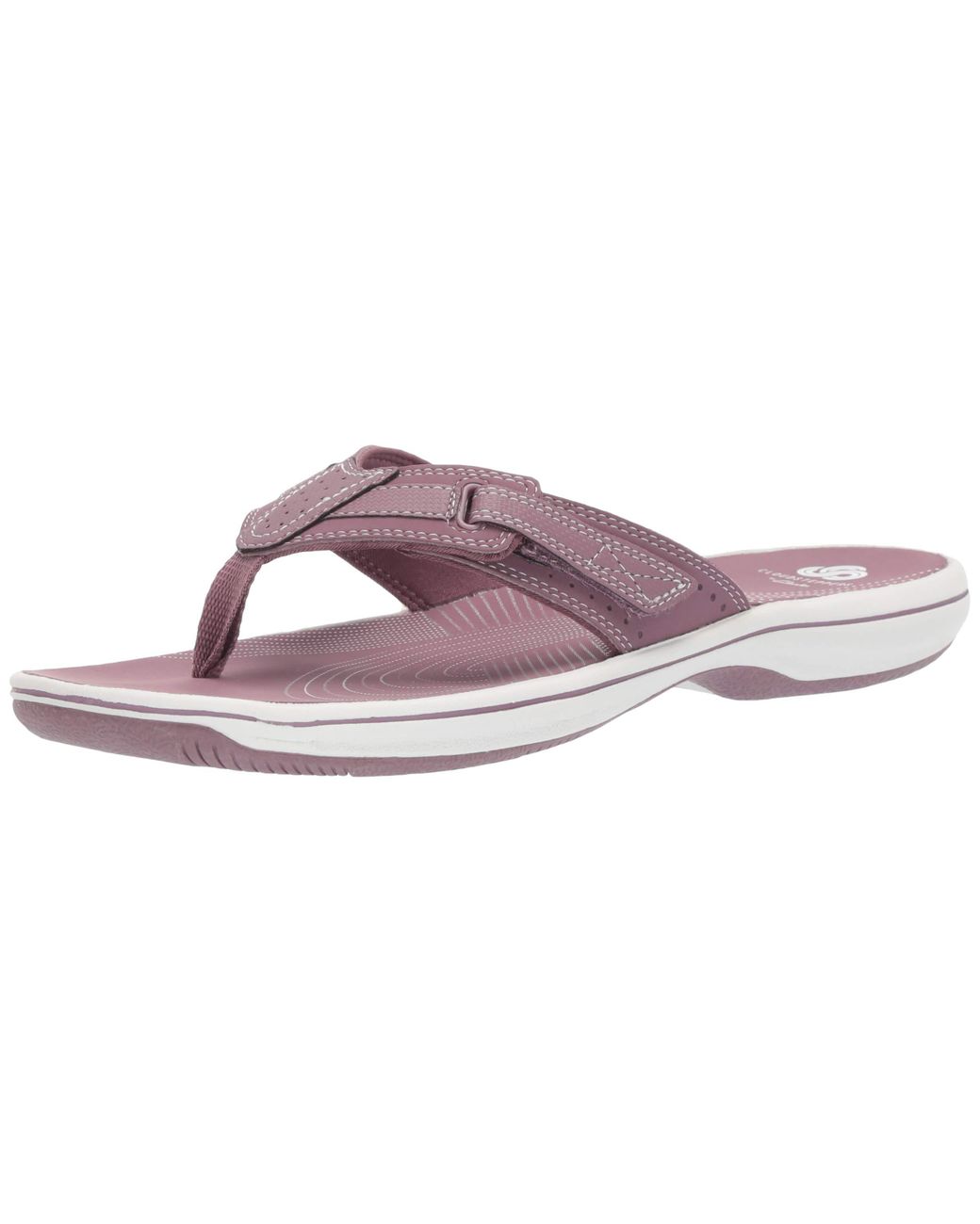 purple clarks flip flops