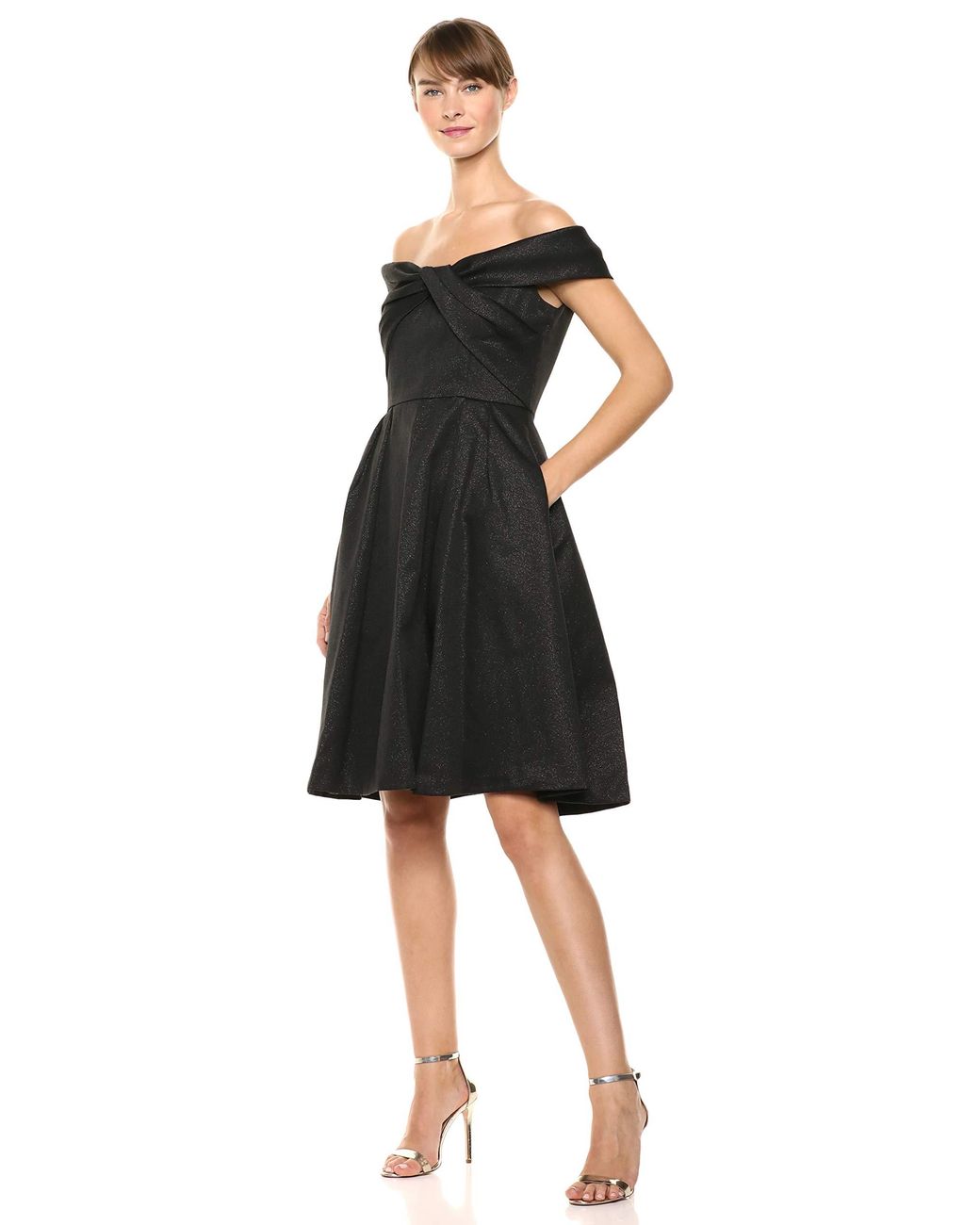 calvin klein off the shoulder gown