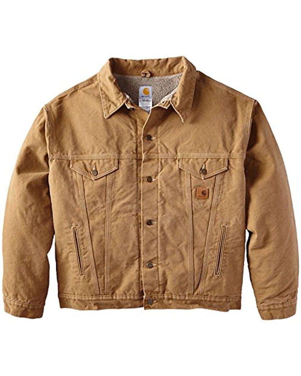 Carhartt Big & Tall Sherpa Lined Sandstone Jean Jacket in Brown for Men |  Lyst