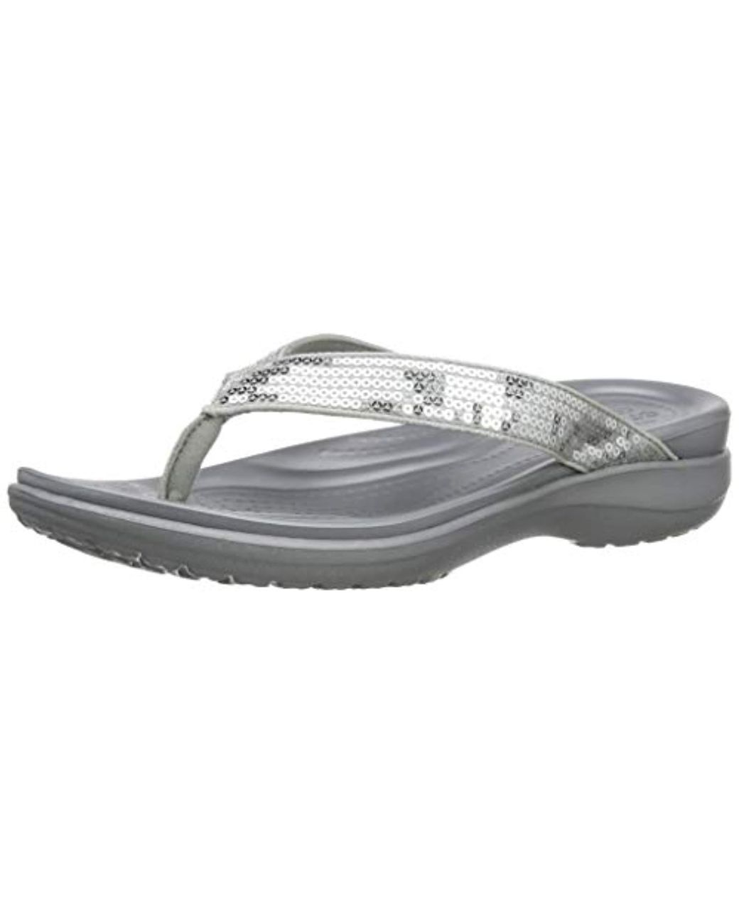 Crocs™ Capri V Sequin W Flip Flop, Silver, 5 M Us in Metallic Lyst UK