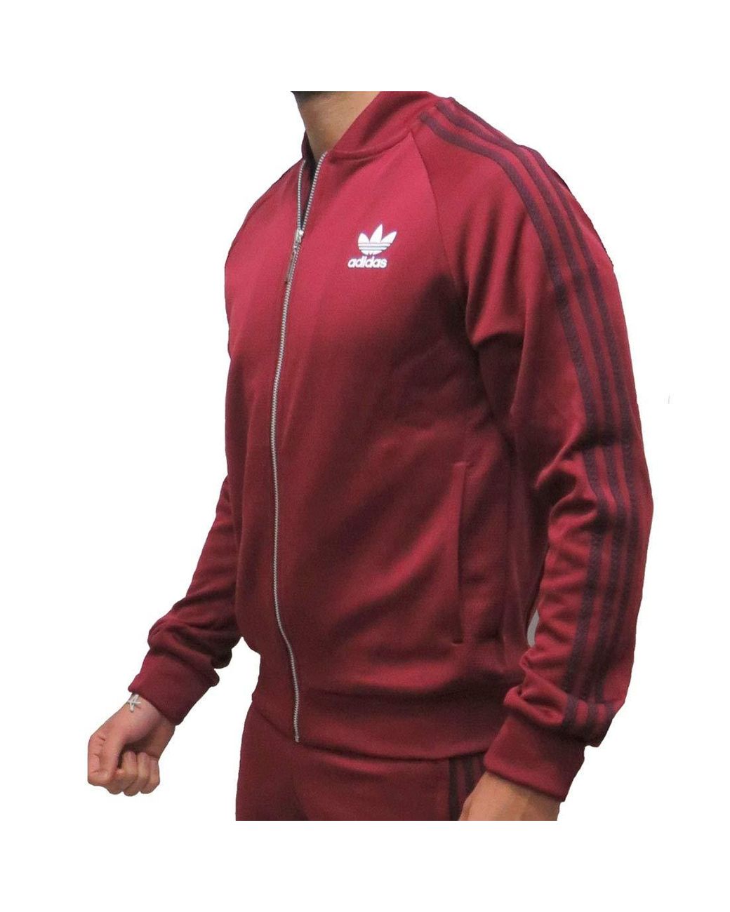 adidas Synthetic Originals Tracksuit Jacket S Burgundy Red Track Top for  Men | Lyst UK