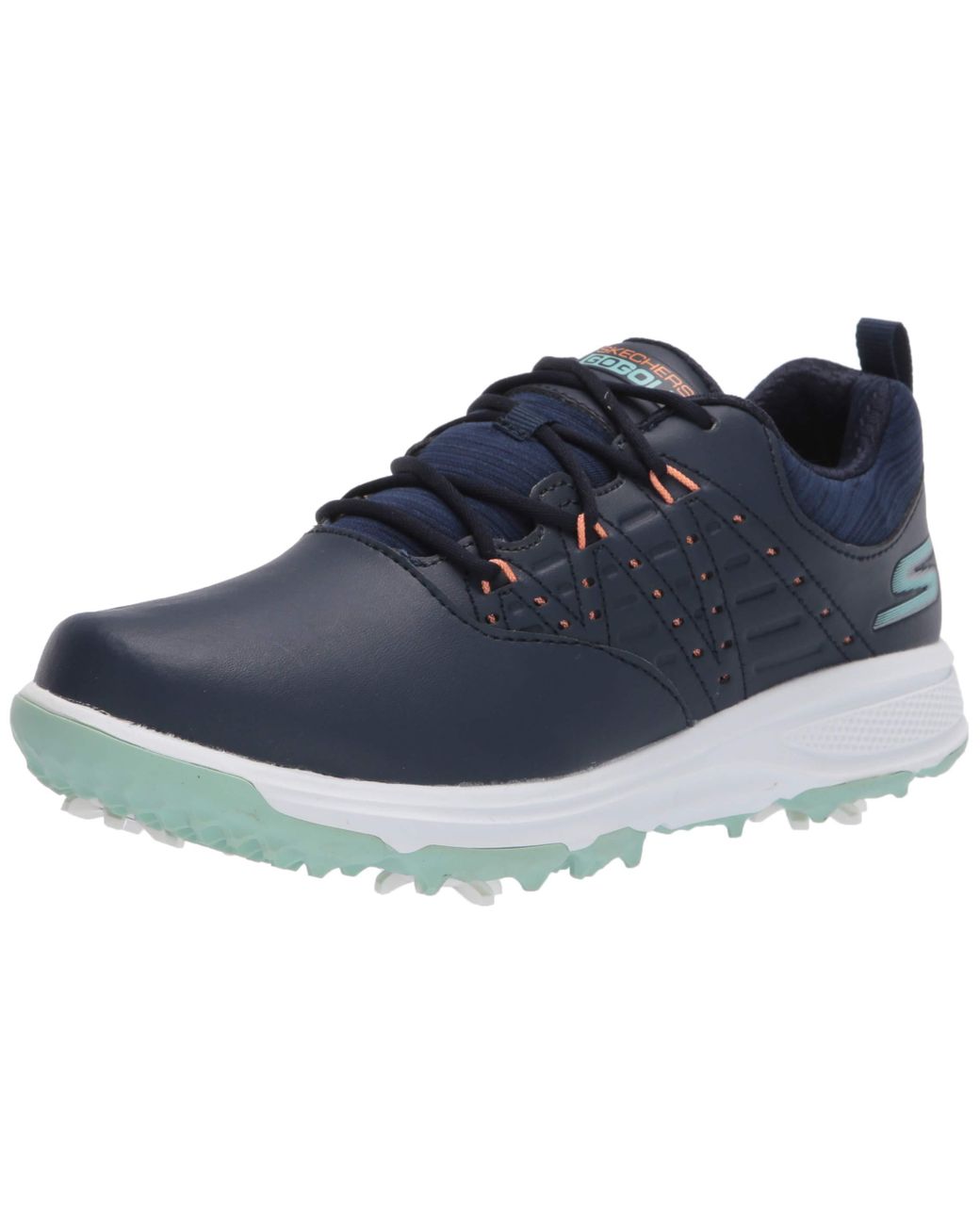 Skechers Womens Pro 2 Spiked Waterproof Golf Shoe in Navy/Turquoise