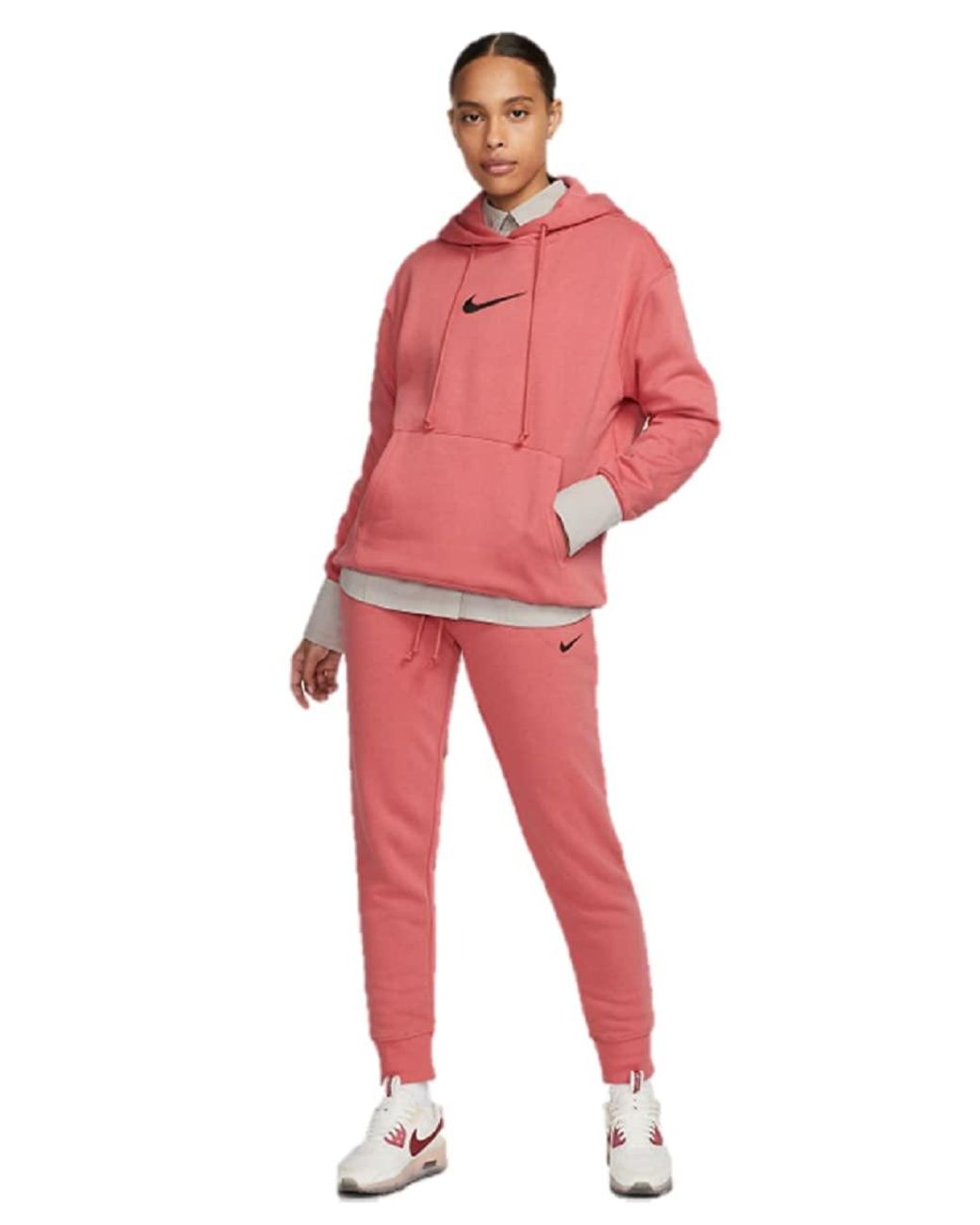Nike 2 Piece Tracksuit Cotton Fleece Hoodie Graphic joggers Bottoms Coral  Pink Oversized Size Medium M in Red | Lyst UK