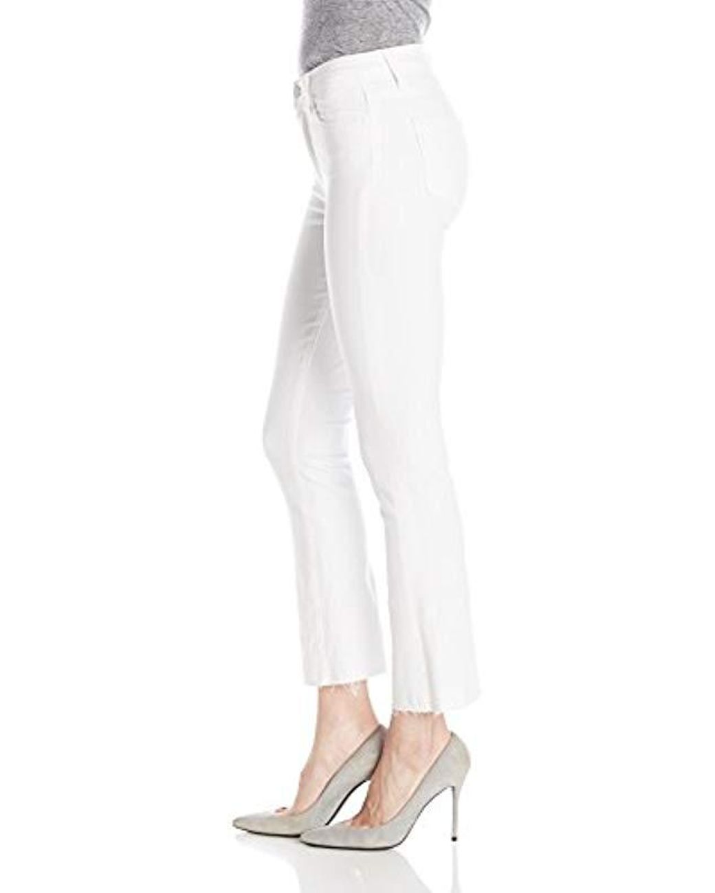 PAIGE Colette Crop Flare Jeans W raw Hem in White Lyst