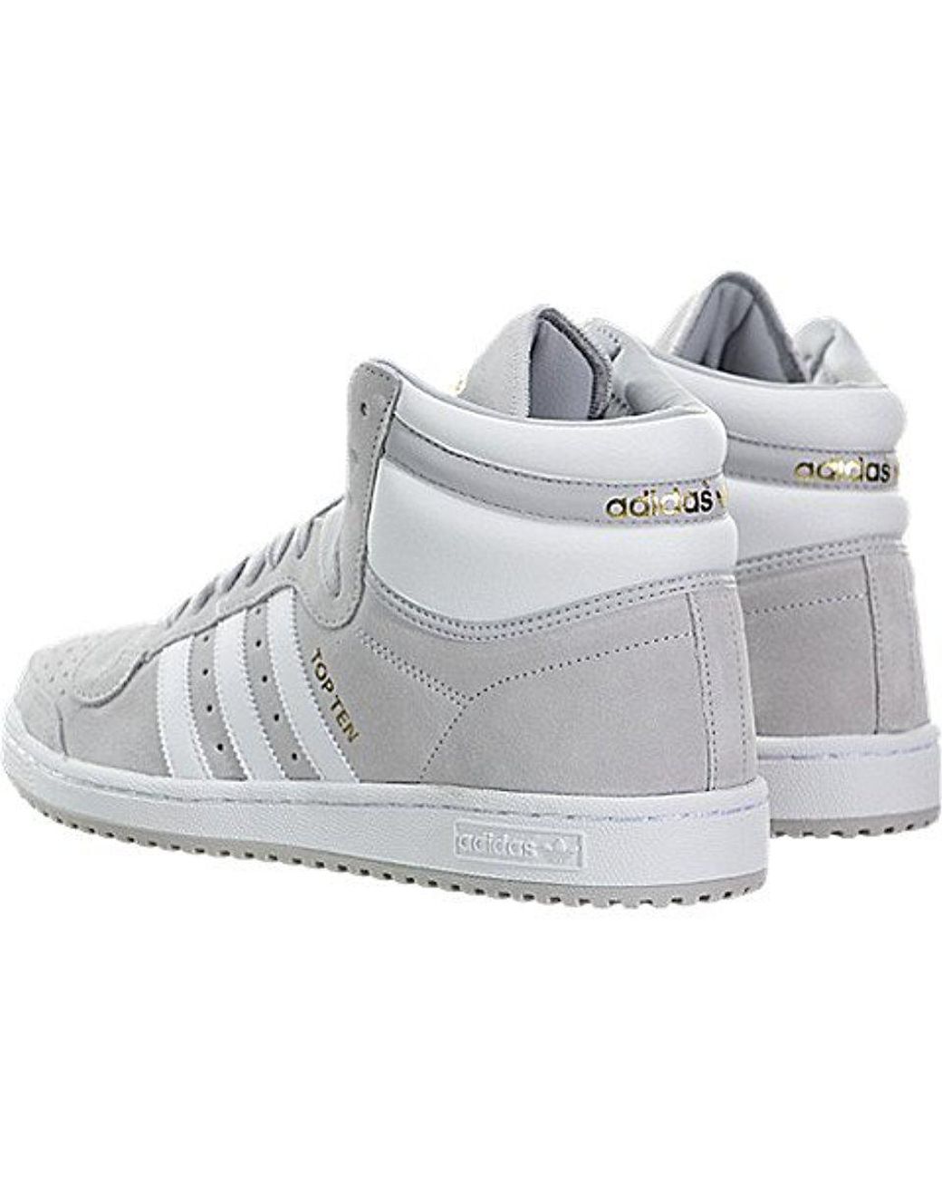 adidas Originals Leather Top Ten Hi Basketball Shoe in Gray for Men | Lyst