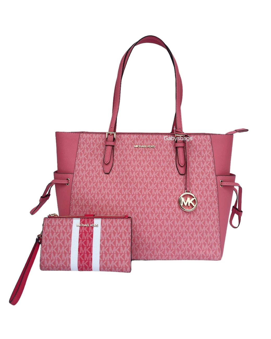 Michael Kors Gilly Large Drawstring Top Zip Tote Grapefruit Pink